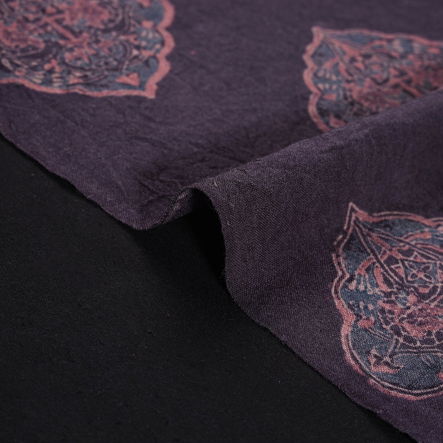 Pure Handwoven Merino Wool Fabrics in Ajrakh Block Prints 07
