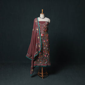 Hand Embroidered Georgette 3pc Unstitched Dress Material Suit Set 22