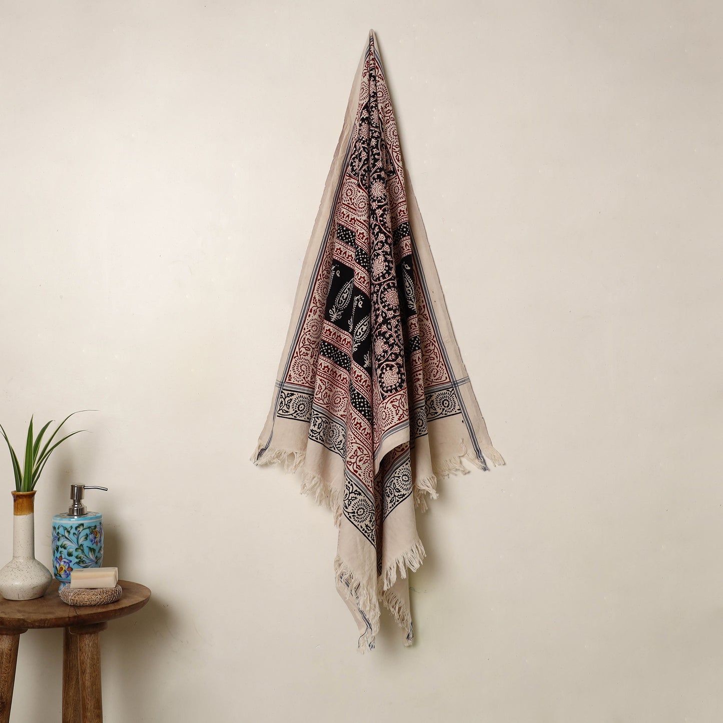 Buy Multicolor Handloom Cotton Bagh Print Towel