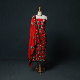 Hand Embroidered Georgette 3pc Unstitched Dress Material Suit Set 24