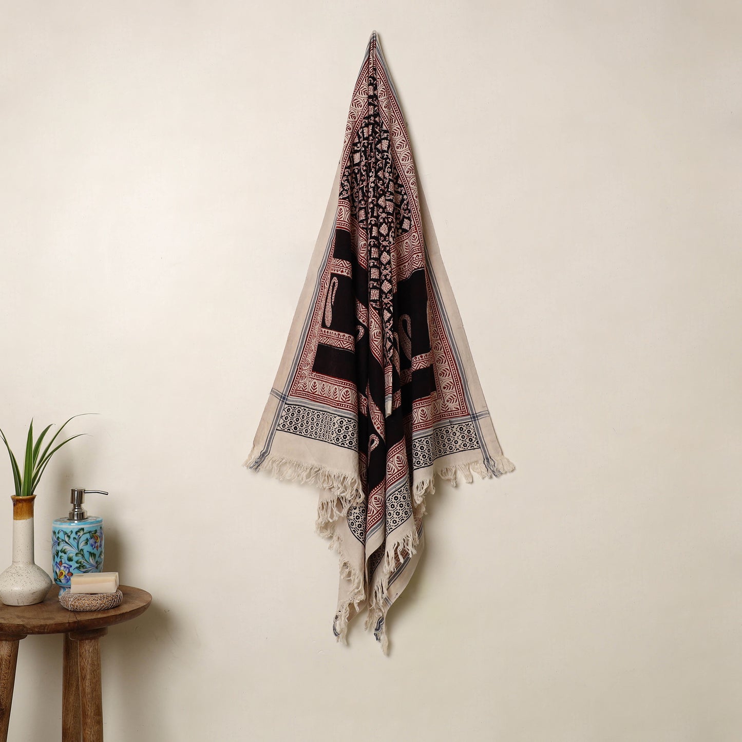 Buy Multicolor Handloom Cotton Bagh Print Towel