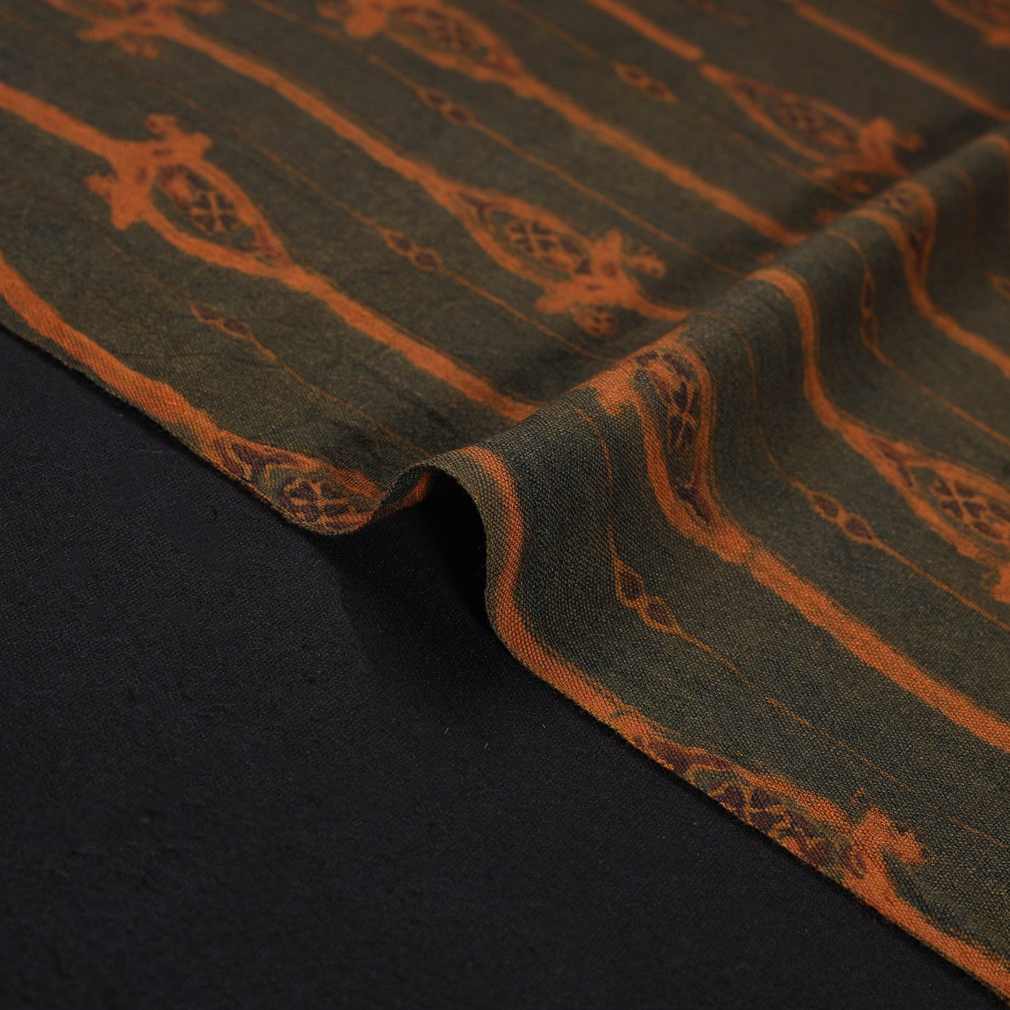 Pure Handwoven Merino Wool Fabrics in Ajrakh Block Prints 05