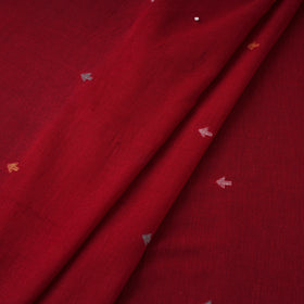 Red Handloom Cotton Bengal Jamdani Fabric