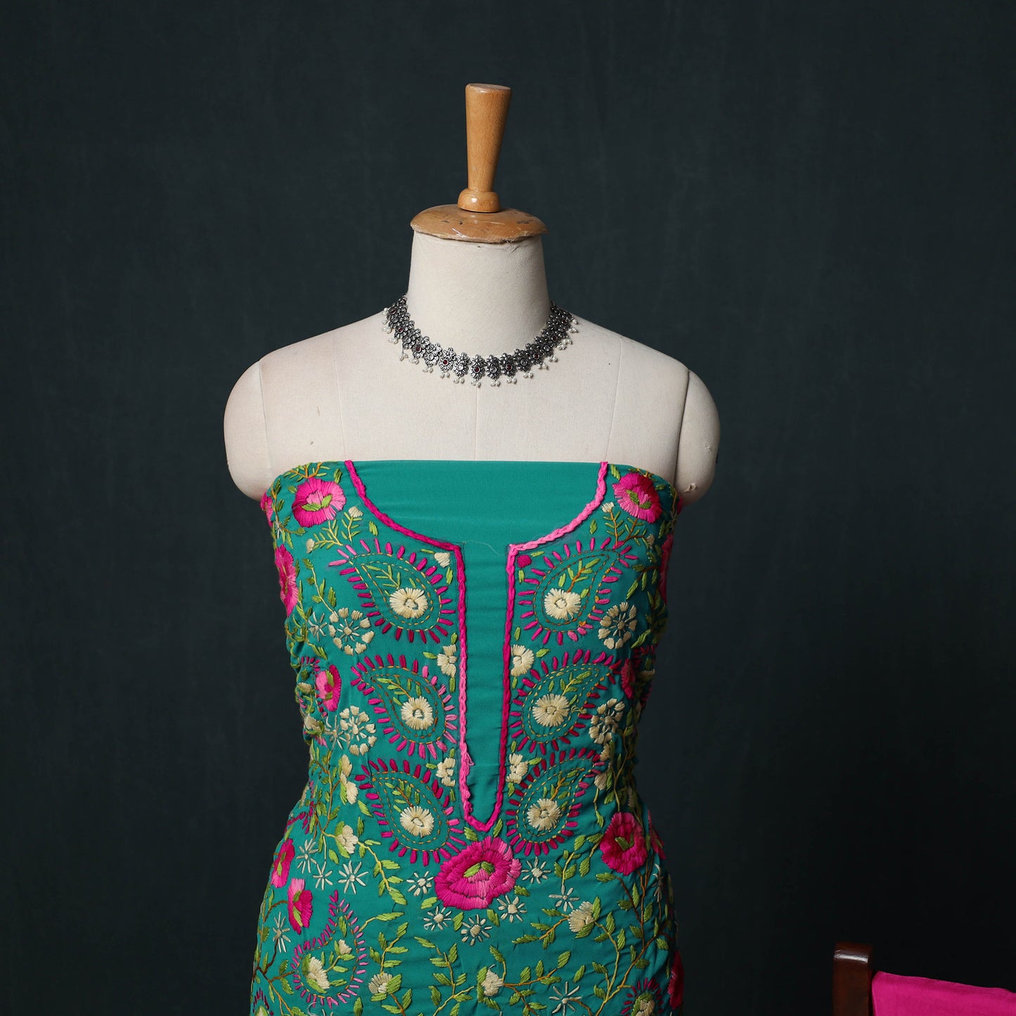 Hand Embroidered Georgette 3pc Unstitched Dress Material Suit Set 25