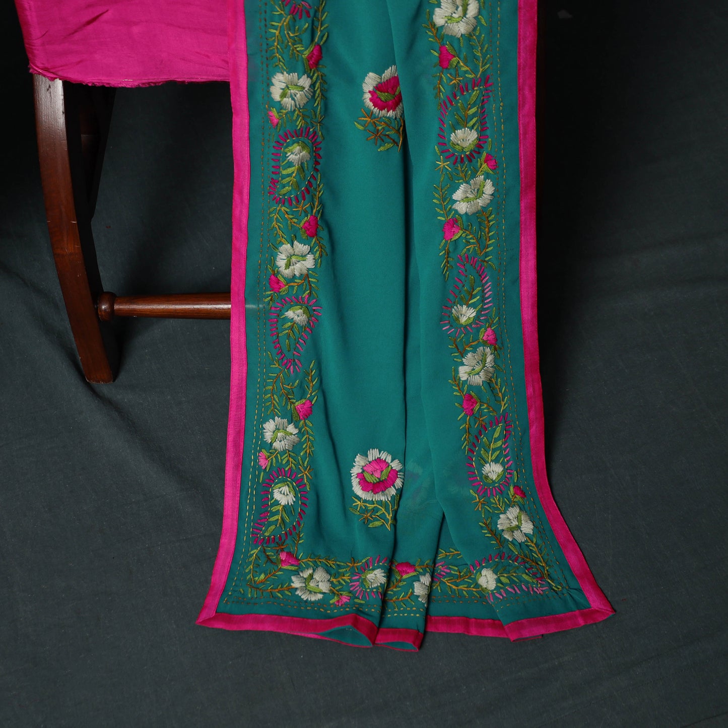Hand Embroidered Georgette 3pc Unstitched Dress Material Suit Set 25