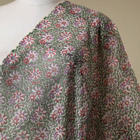 Green - chanderi silk sanganeri fabric 01 - handcrafted