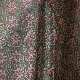 Green - chanderi silk sanganeri fabric 01 - handcrafted