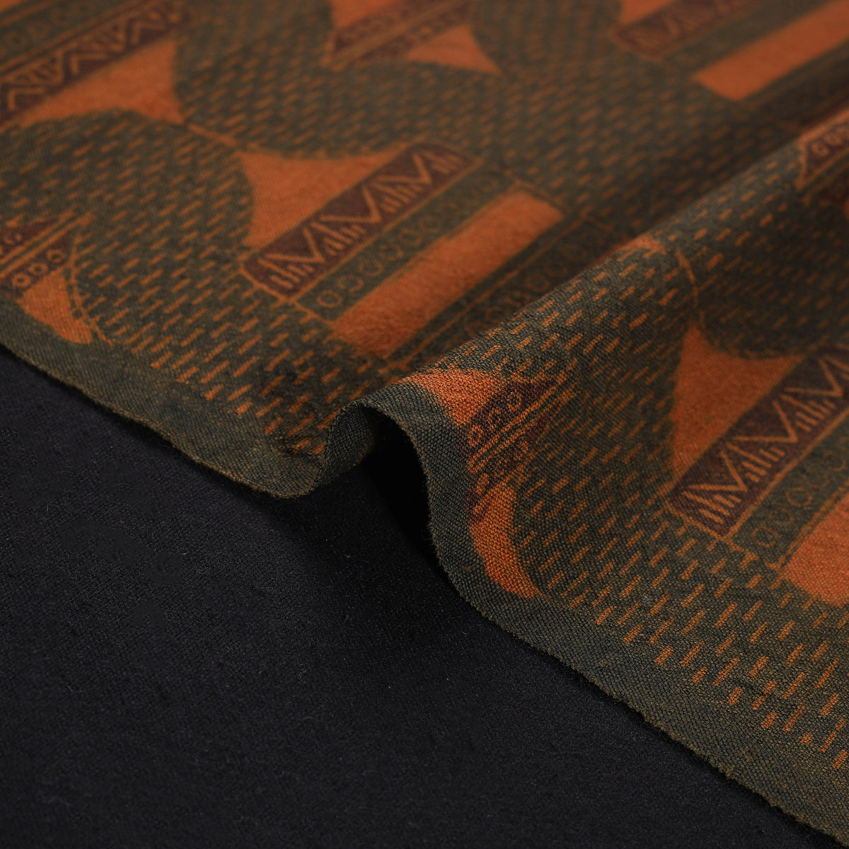 Pure Handwoven Merino Wool Fabrics in Ajrakh Block Prints 02