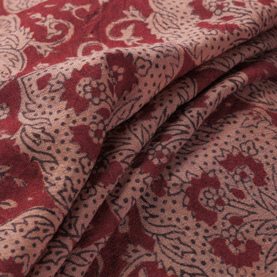 Red - pure wool handloom natural dyed bagh fabric 06
