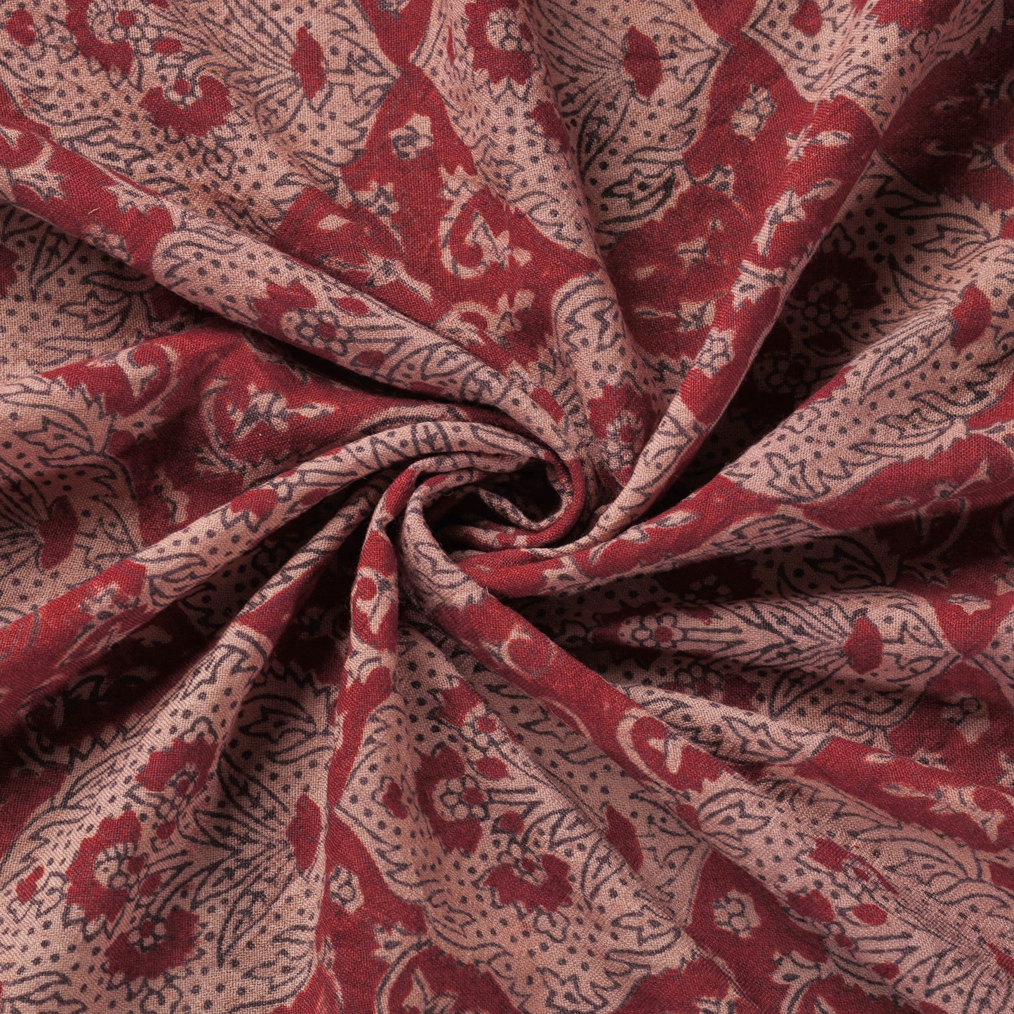 Red - pure wool handloom natural dyed bagh fabric 06