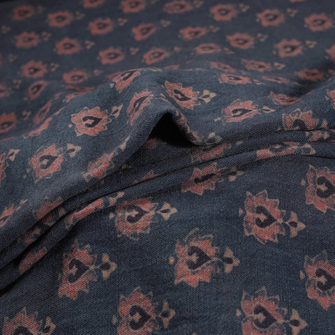 Pure Handwoven Merino Wool Fabrics in Ajrakh Block Prints 01