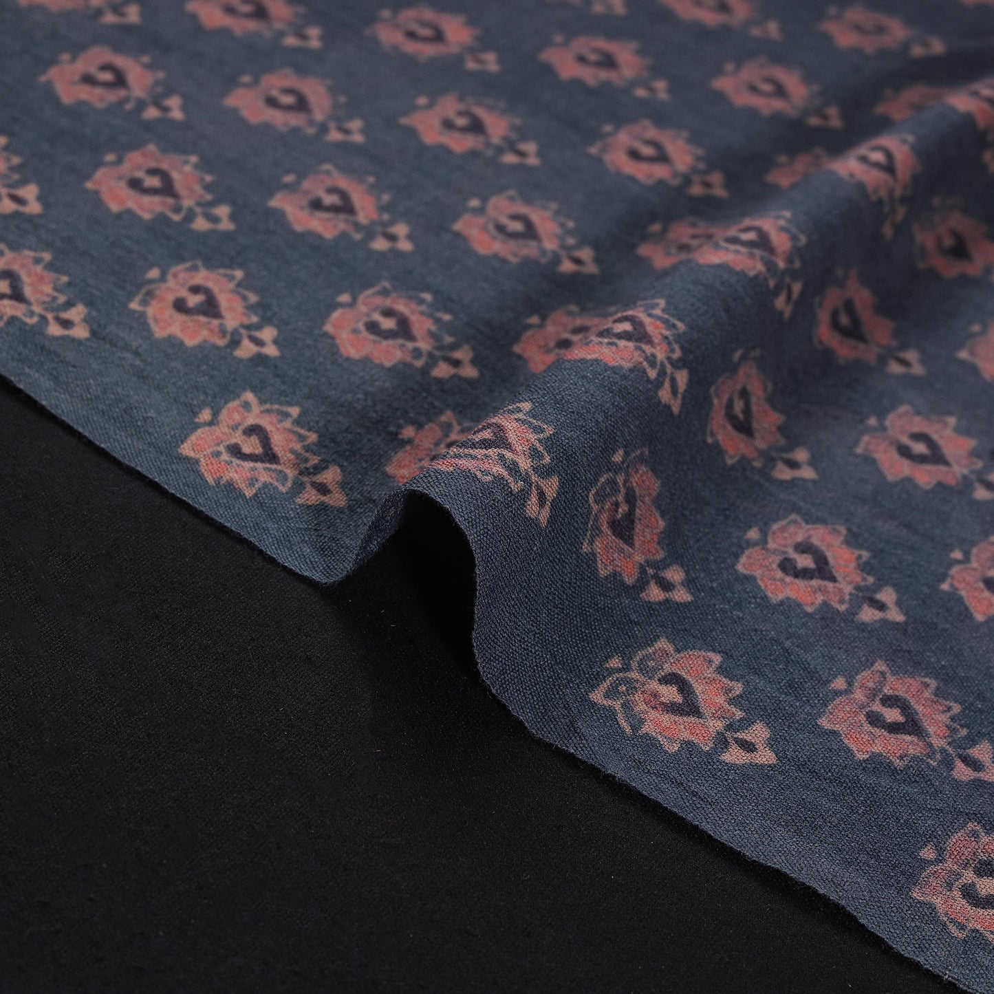 Pure Handwoven Merino Wool Fabrics in Ajrakh Block Prints 01