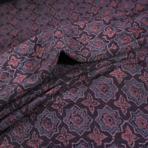 Pure Handwoven Merino Wool Fabrics in Ajrakh Block Prints 09
