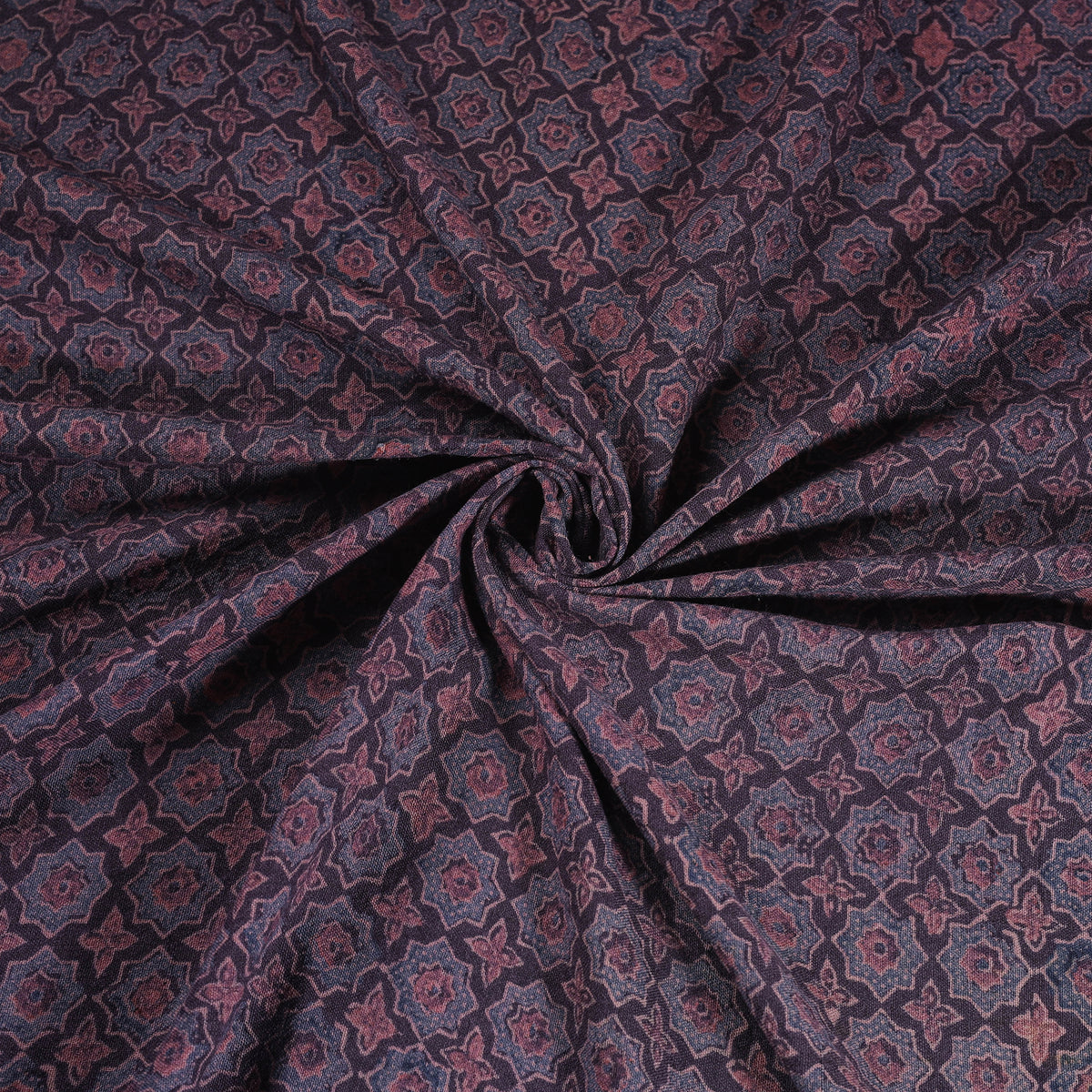 Pure Handwoven Merino Wool Fabrics in Ajrakh Block Prints 09