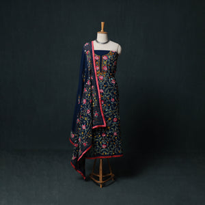 Hand Embroidered Georgette 3pc Unstitched Dress Material Suit Set 28