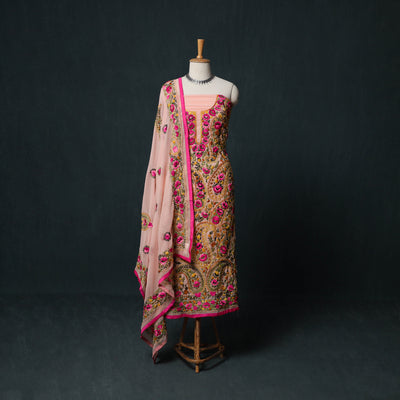 Hand Embroidered Georgette 3pc Unstitched Dress Material Suit Set 29