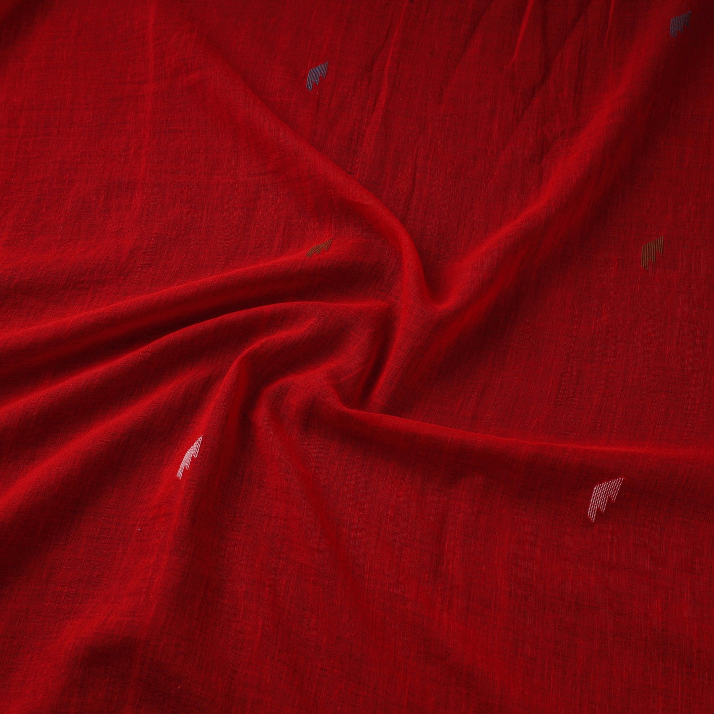 Red Handloom Cotton Bengal Jamdani Fabric