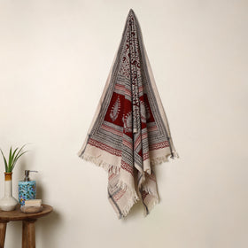 Buy Black Handloom Cotton Bagh Print Towel