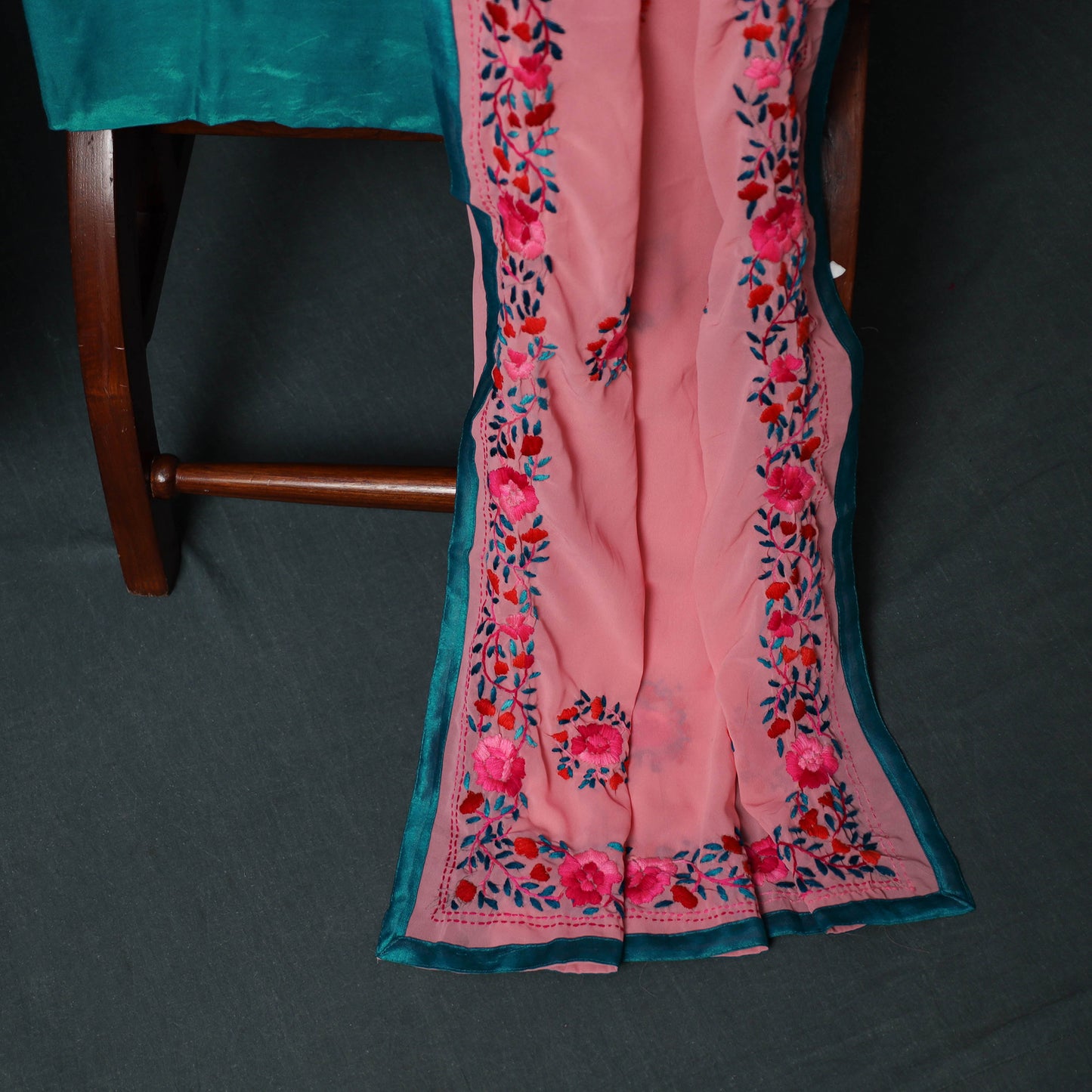 Hand Embroidered Georgette 3pc Unstitched Dress Material Suit Set 30