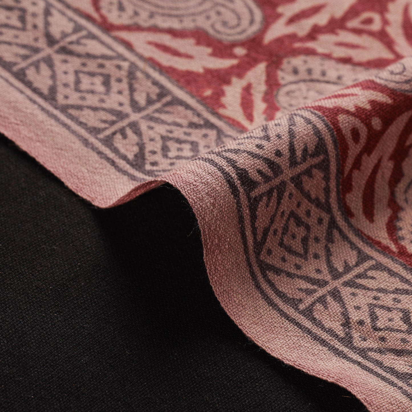 Red - pure wool handloom natural dyed bagh fabric 10