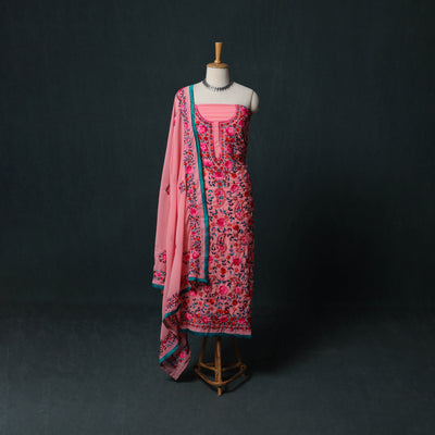 Hand Embroidered Georgette 3pc Unstitched Dress Material Suit Set 30