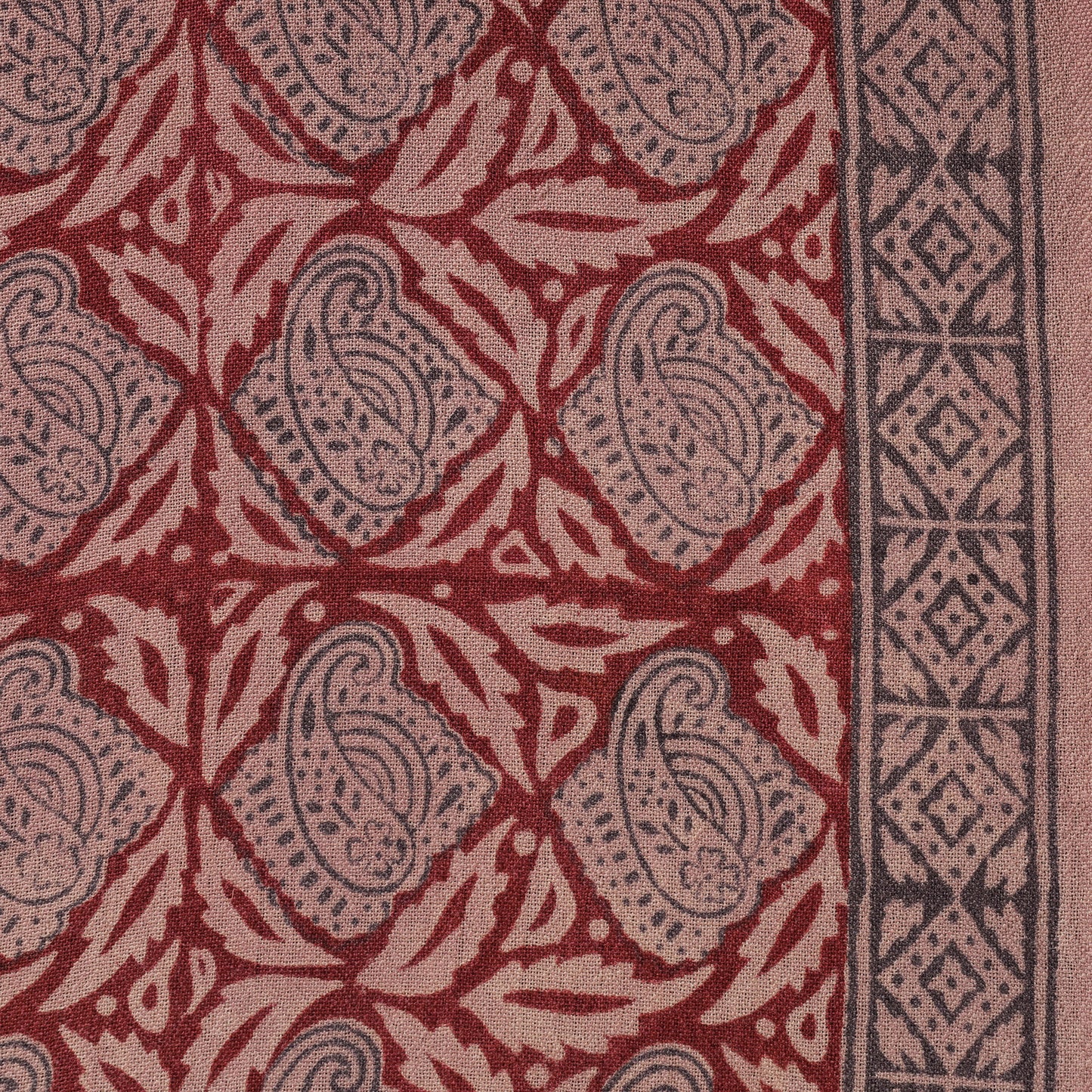 Red - pure wool handloom natural dyed bagh fabric 10