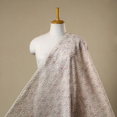 Beige - chanderi silk sanganeri fabric 10 - handcrafted