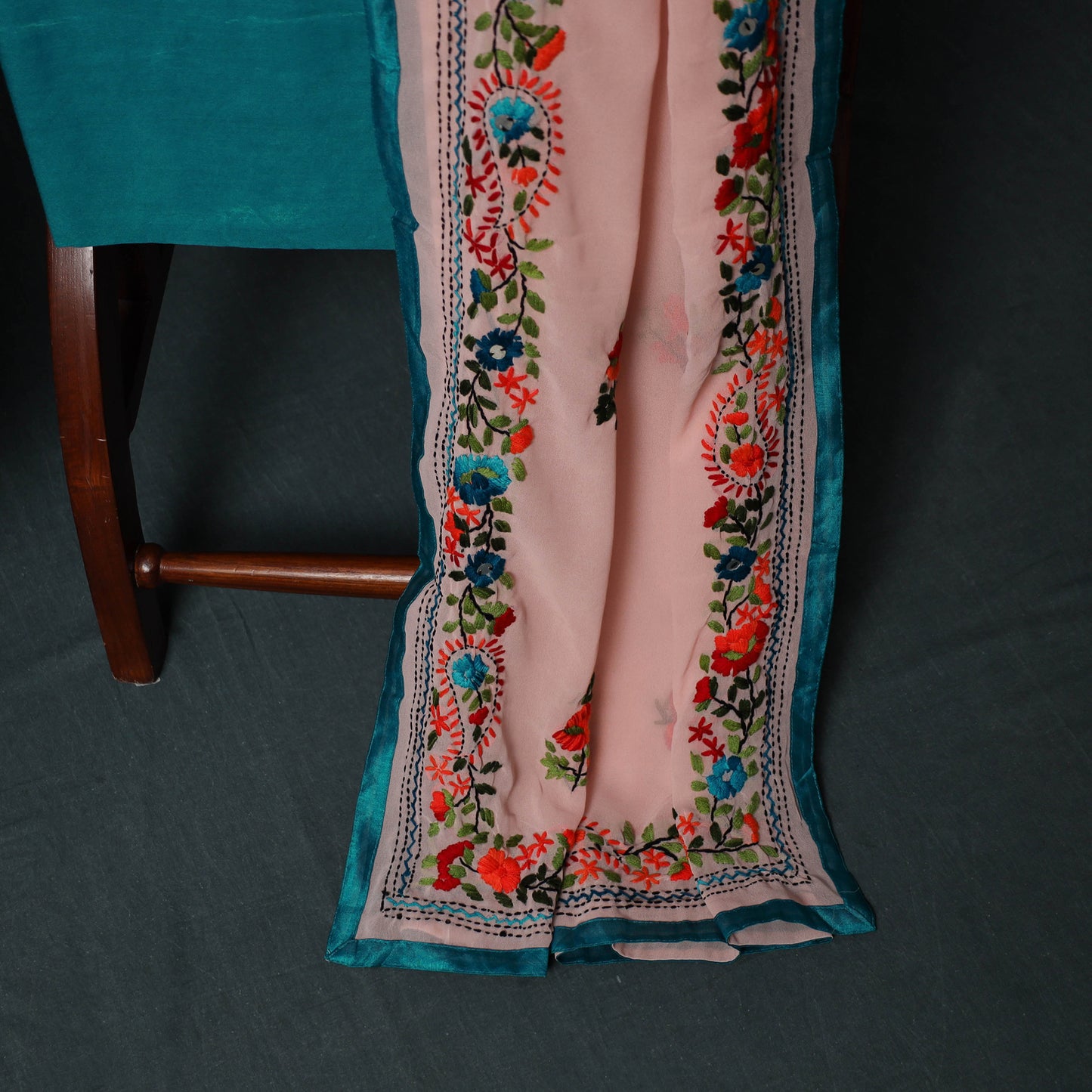 Hand Embroidered Georgette 3pc Unstitched Dress Material Suit Set 31