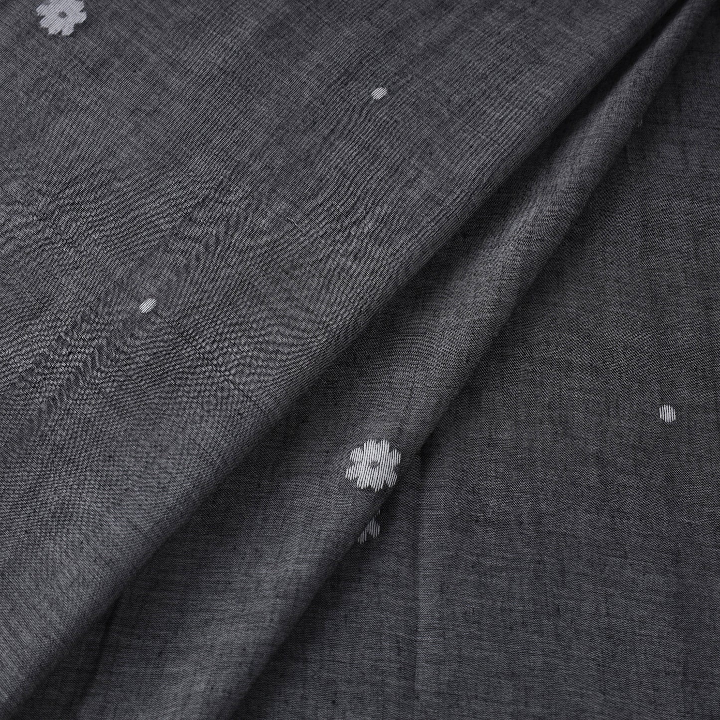 Grey Handloom Cotton Burdwan Jamdani Fabric 