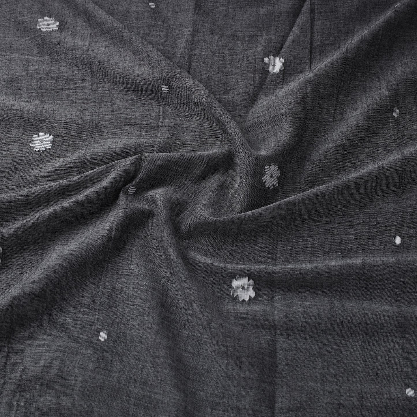 Grey Handloom Cotton Burdwan Jamdani Fabric 