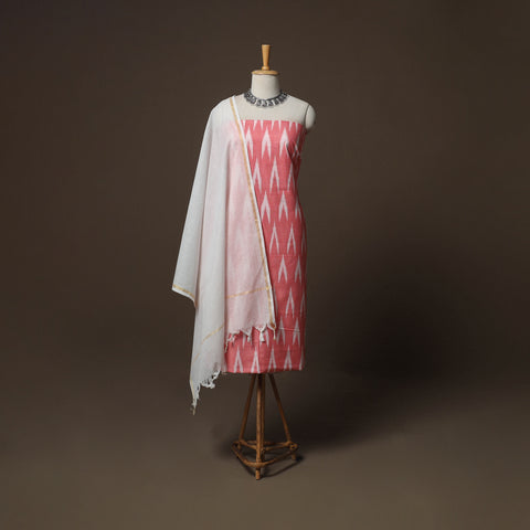 Peach - Jacquard Woven Pure Cotton 3pc Unstitched Dress Material Suit Set 24
