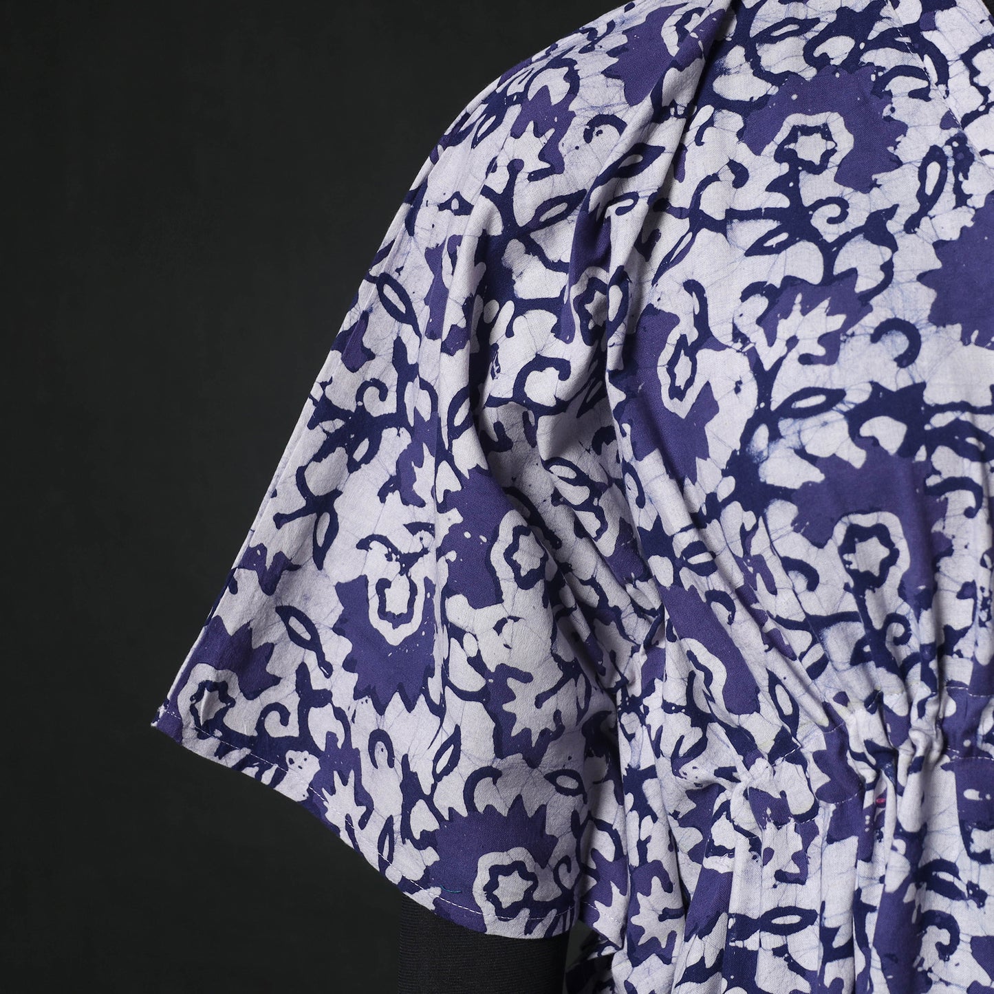 Blue - Hand Block Batik Print Cotton Kaftan (Long) 23