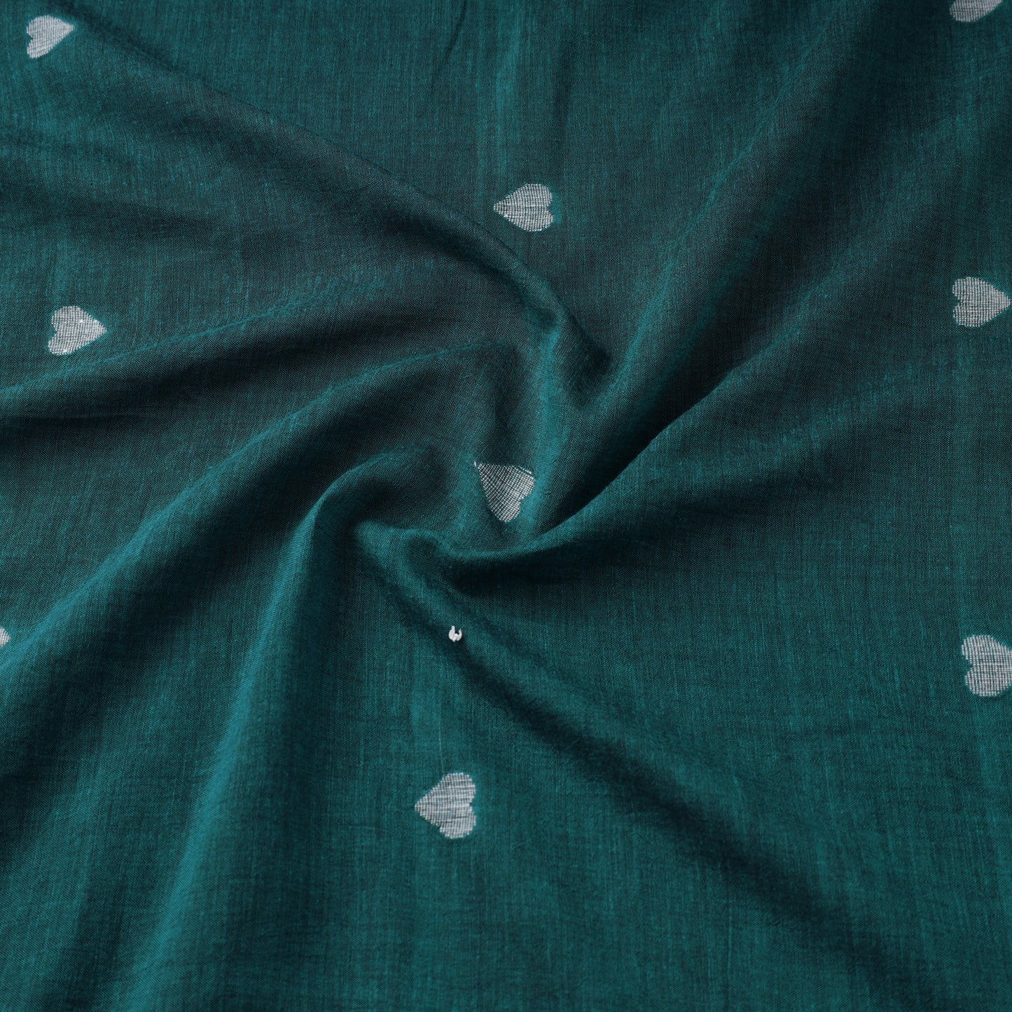 Green Handloom Cotton Burdwan Jamdani Fabric 