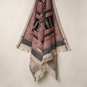 Buy Red Handloom Cotton Bagh Print Towel