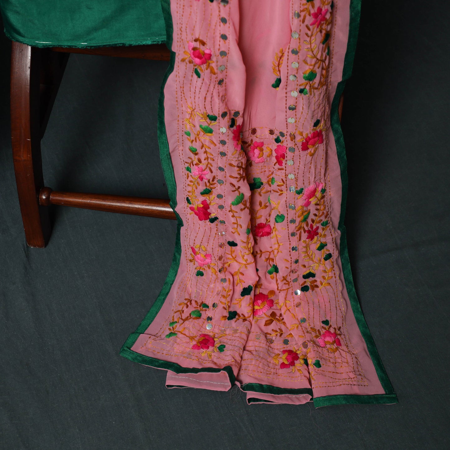 Hand Embroidered Georgette 3pc Unstitched Dress Material Suit Set 32