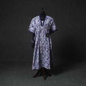 Blue - Hand Block Batik Print Cotton Kaftan (Long) 24