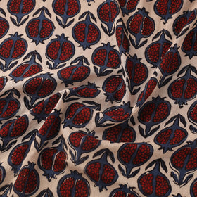 Red Block Print Mul Cotton Natural Dyed Ajrakh Fabric