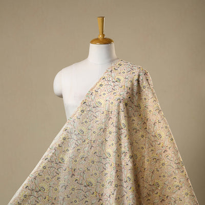 Beige - chanderi silk sanganeri fabric 14 - handcrafted