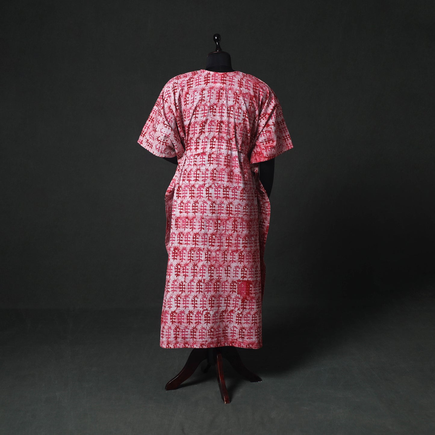Pink - Hand Block Batik Print Cotton Kaftan (Long) 25