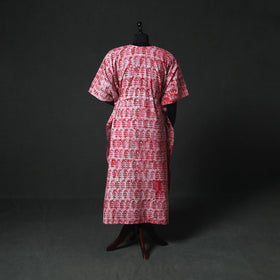 Pink - Hand Block Batik Print Cotton Kaftan (Long) 25