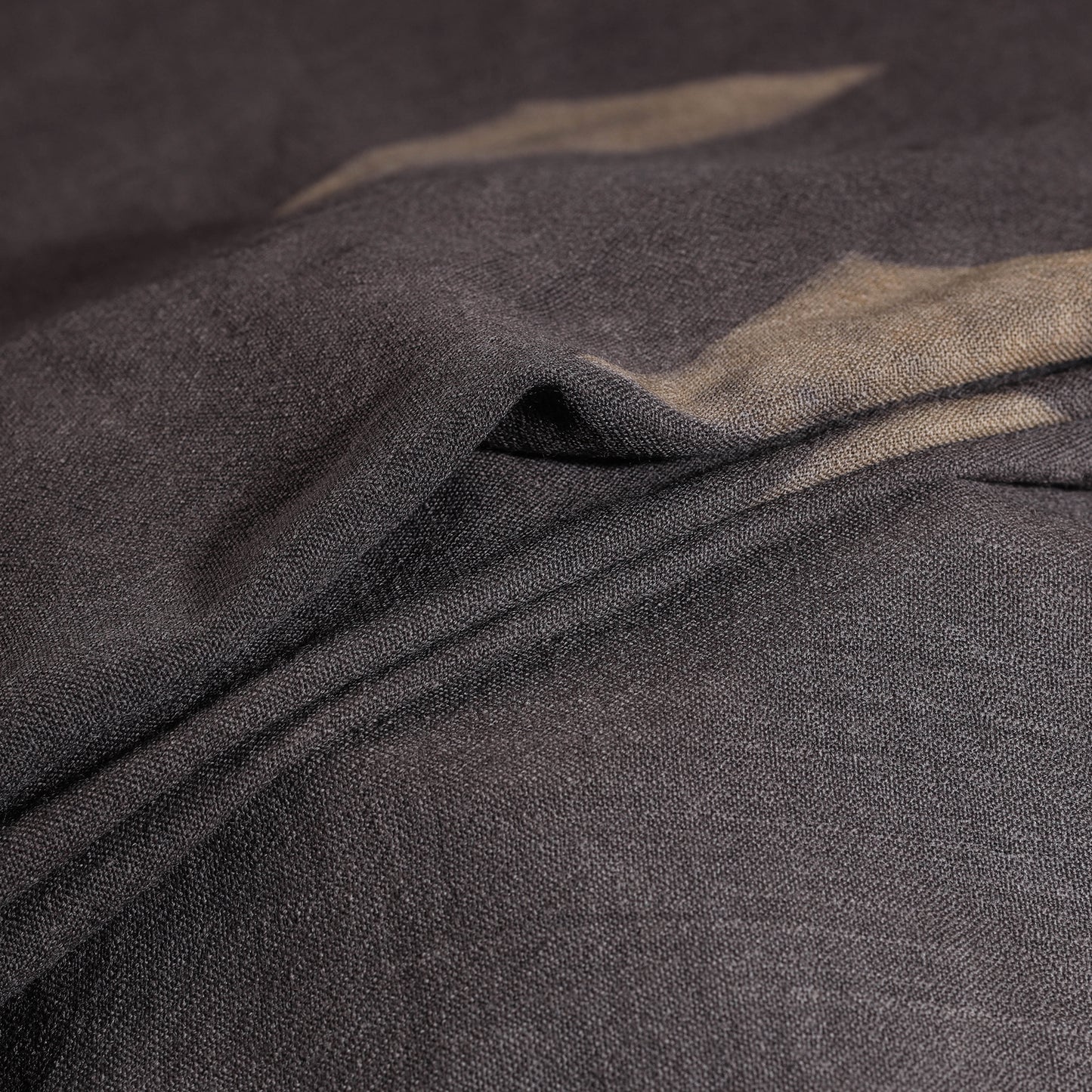 Grey - Pure Handwoven Merino Wool Fabric in Akola Block Prints 28