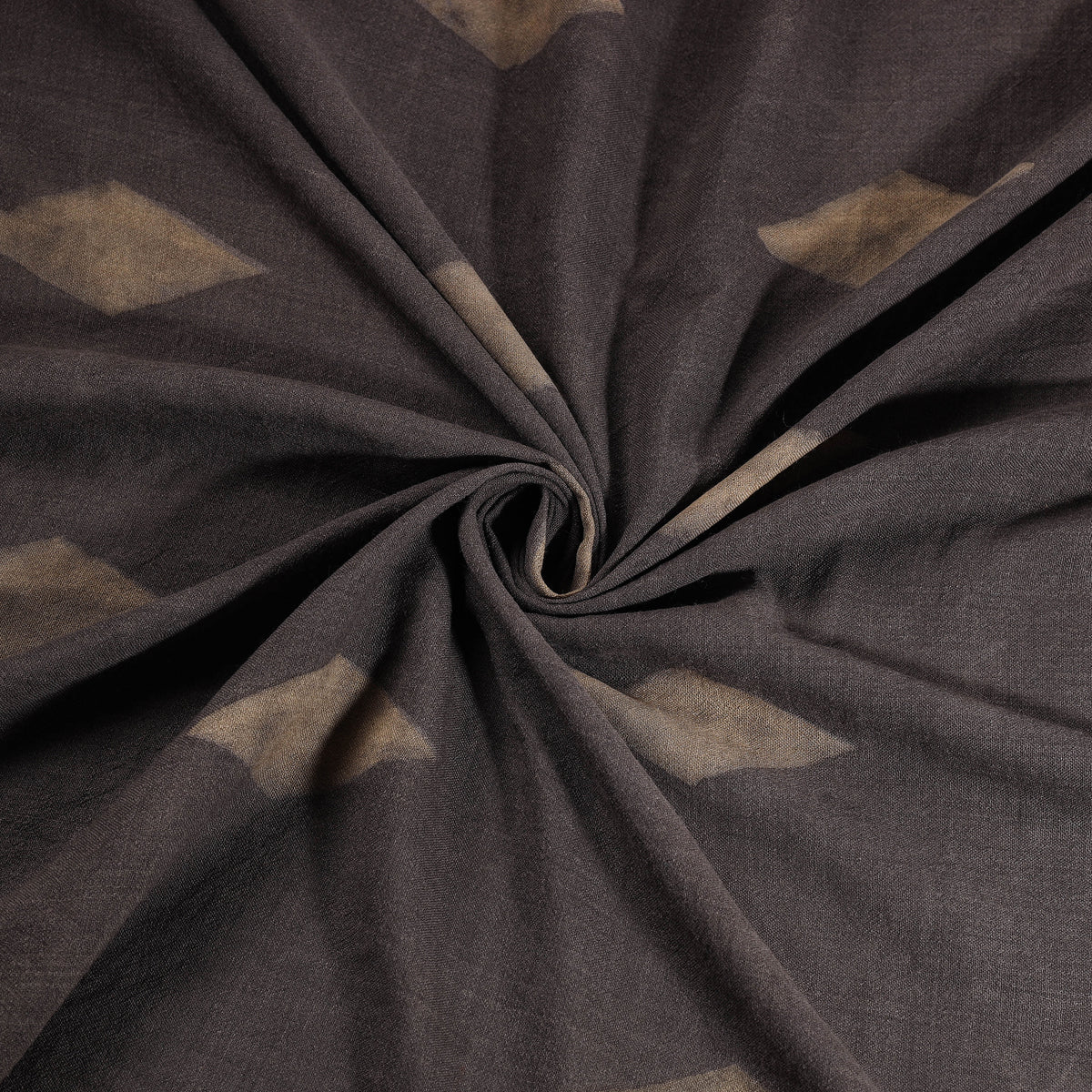 Grey - Pure Handwoven Merino Wool Fabric in Akola Block Prints 28