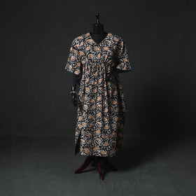 Black - Hand Block Batik Print Cotton Kaftan (Long) 27