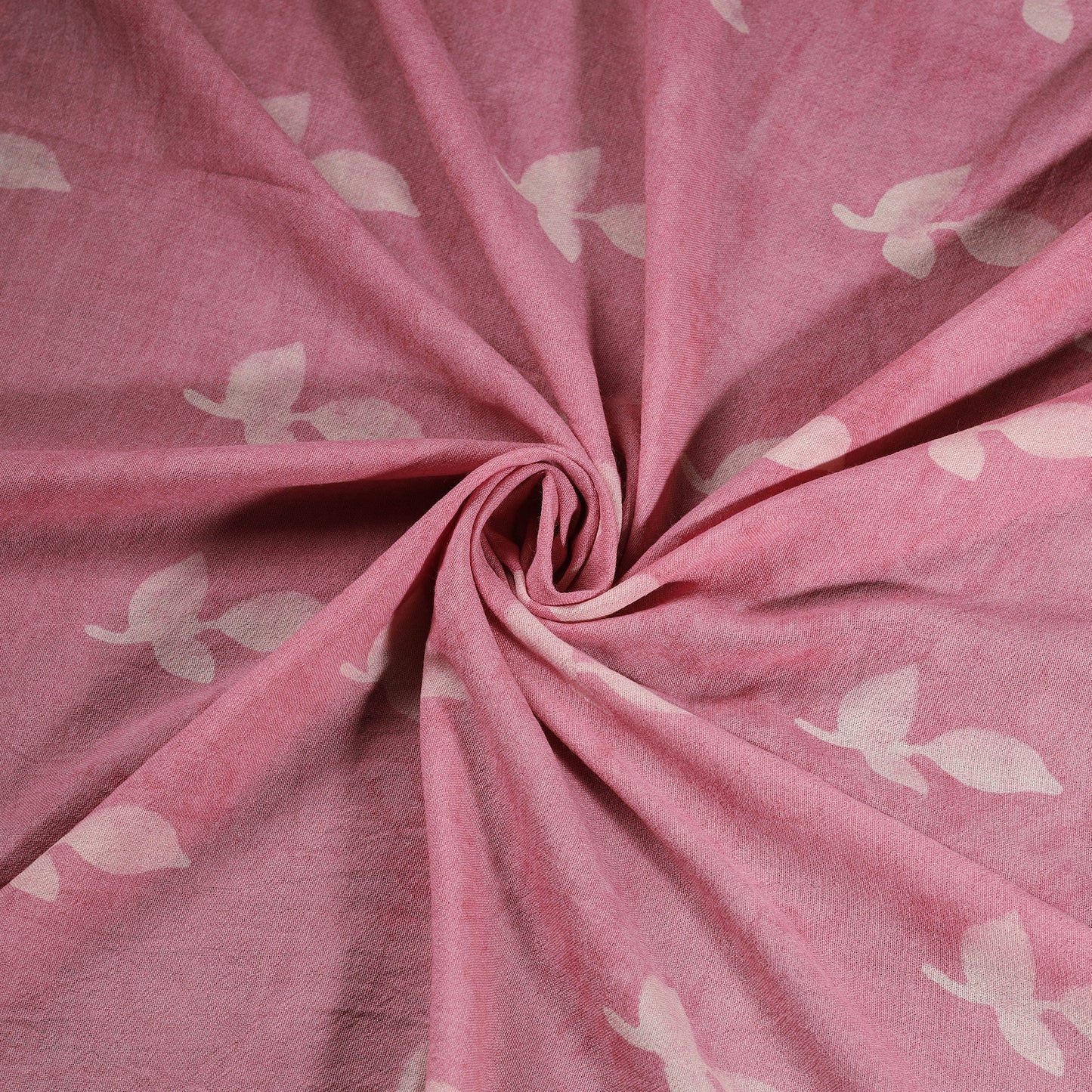Pink - Pure Handwoven Merino Wool Fabric in Akola Block Prints 27
