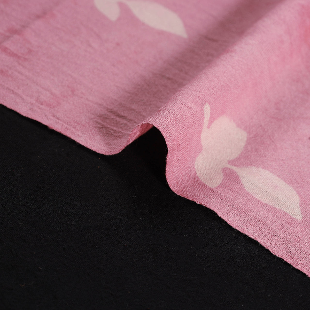 Pink - Pure Handwoven Merino Wool Fabric in Akola Block Prints 27