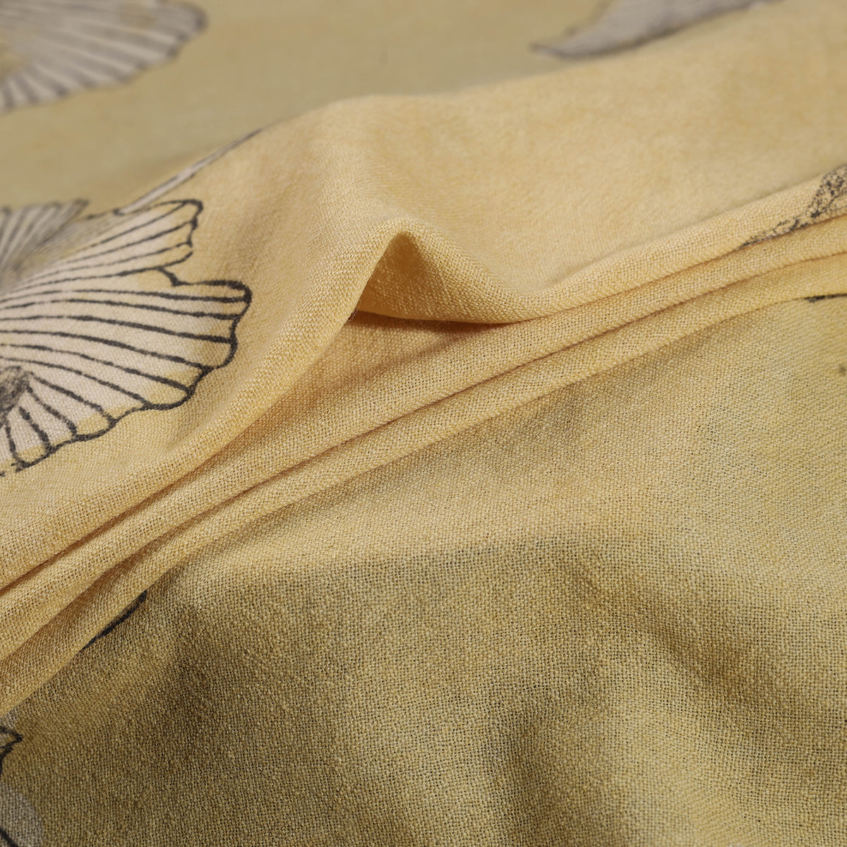 Yellow - Pure Handwoven Merino Wool Fabric in Akola Block Prints 26