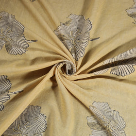 Yellow - Pure Handwoven Merino Wool Fabric in Akola Block Prints 26