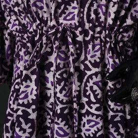 Purple - Hand Block Batik Print Cotton Kaftan (Long) 28