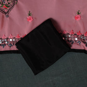 Hand Embroidered Georgette 3pc Unstitched Dress Material Suit Set  35