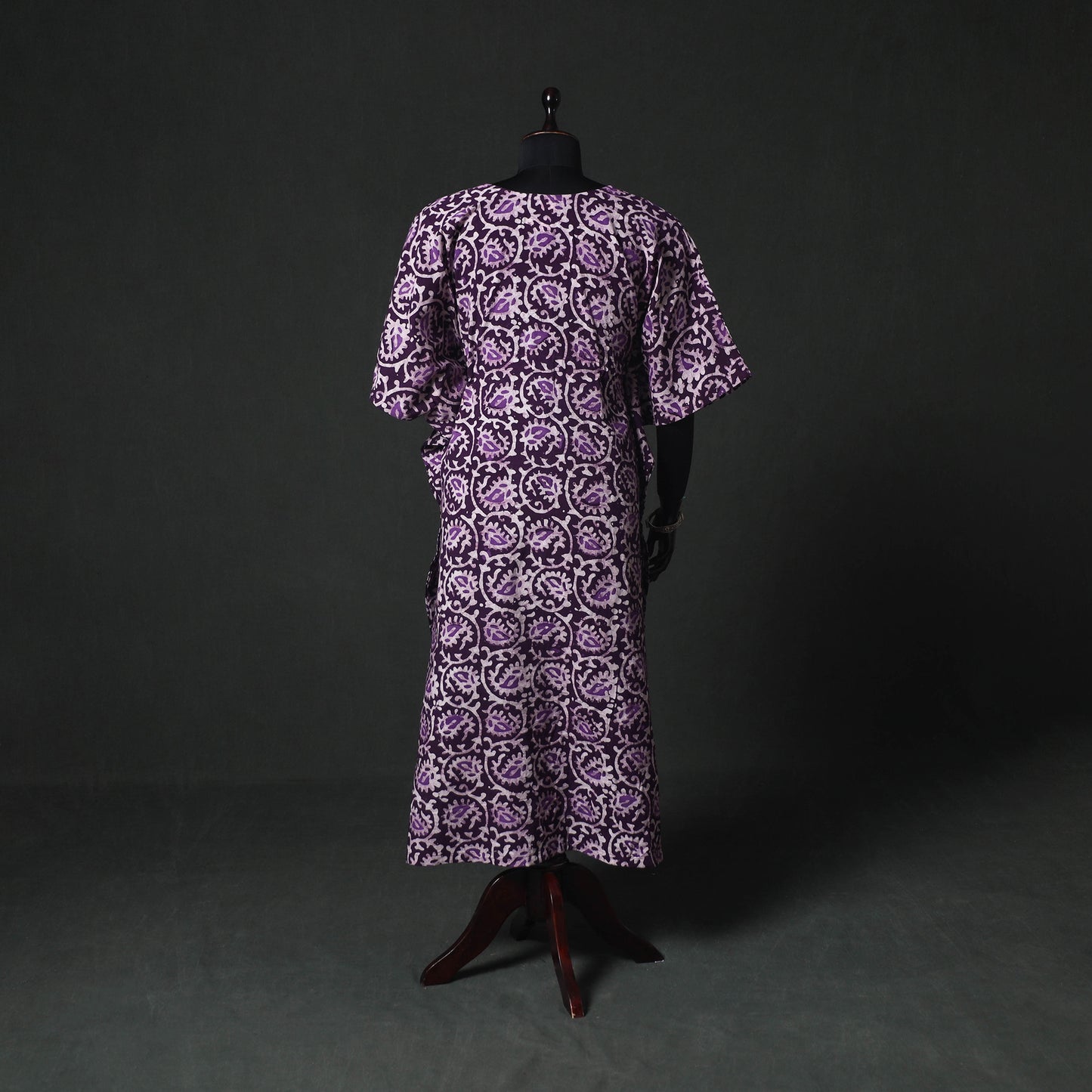 Purple - Hand Block Batik Print Cotton Kaftan (Long) 28